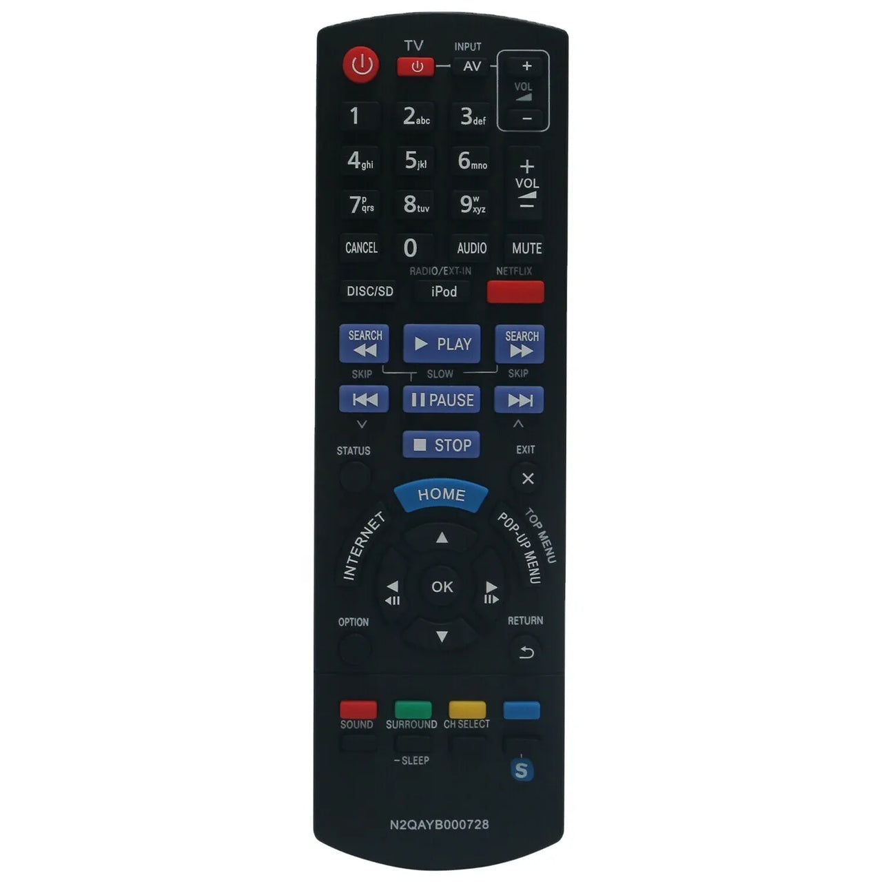 N2QAYB000728 Replacement Remote for Panasonic Blu-ray Disc Home Theater Sound Systems