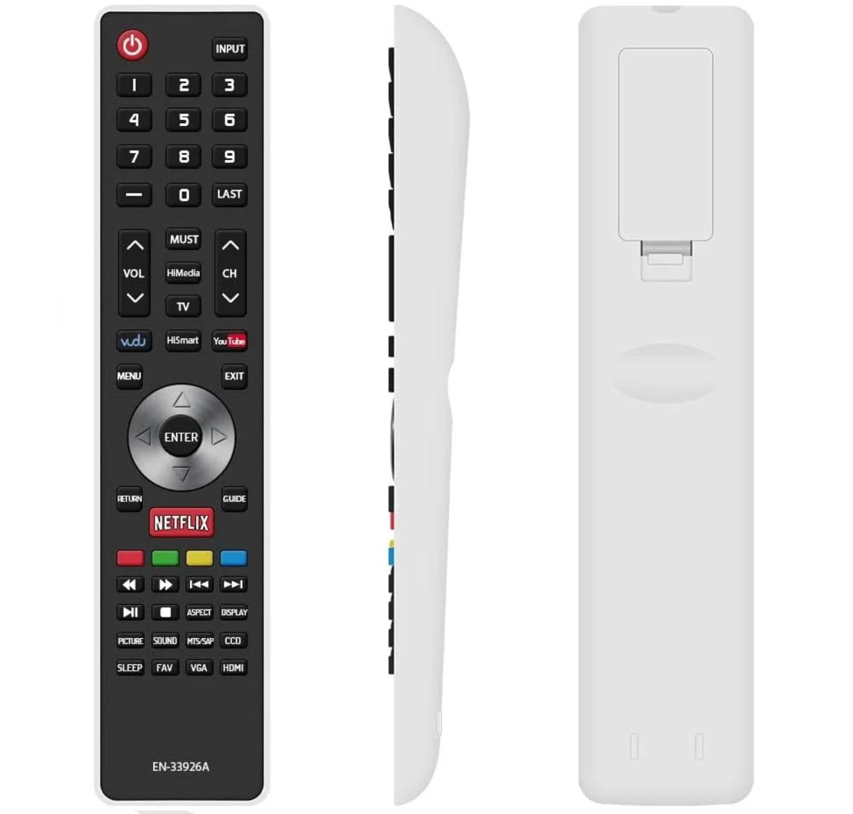 EN-33926A Replacement Remote for Hisense 32K20DW 32K20W 40K366WN Televisions
